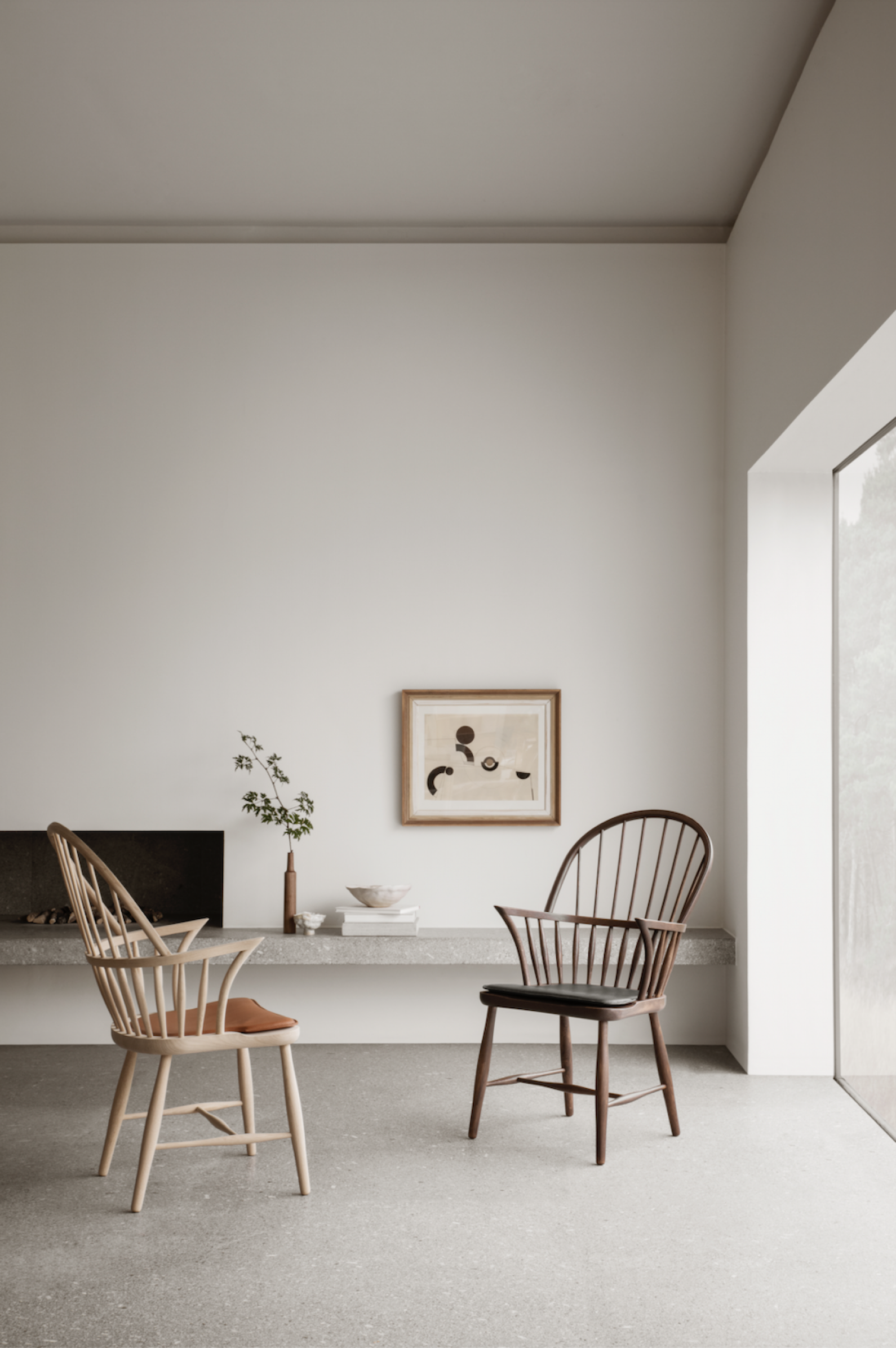 FH38 Windsor chair met los zitkussen in leder 