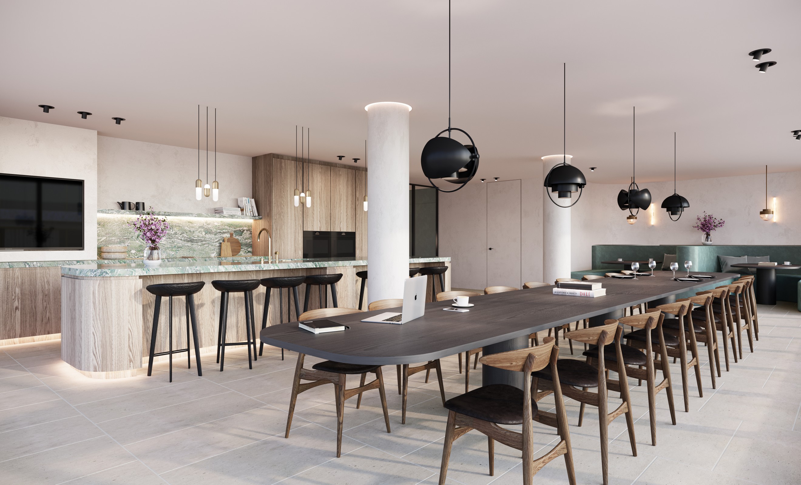 GUBI lighting (Multilite) and chairs CH33P (Hans J Wegner): consistency across the board....  Victors Design Agency