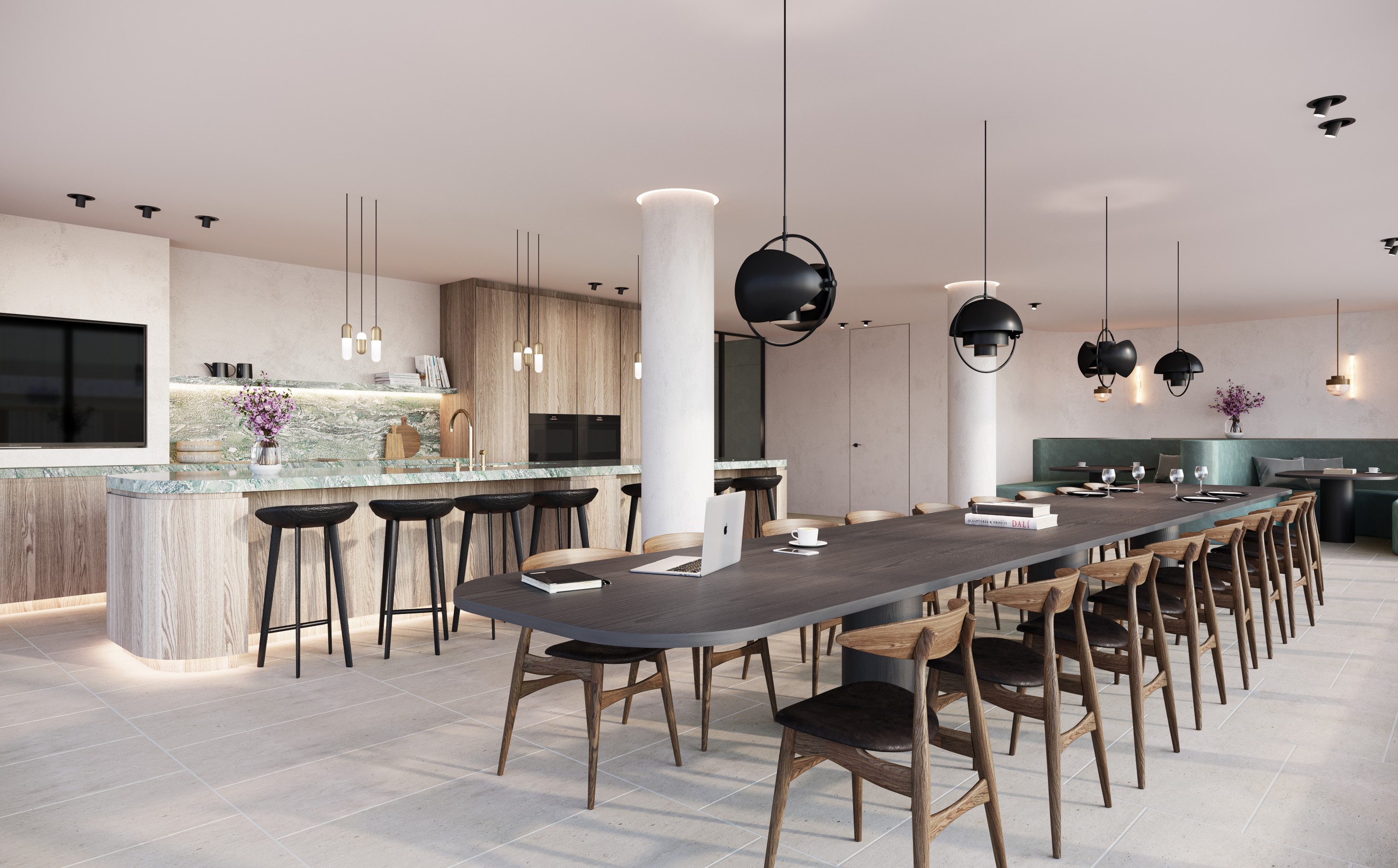 GUBI verlichting (Multilite) en stoelen CH33P (Hans J Wegner): consistentie over de ganse lijn...  Victors Design Agency