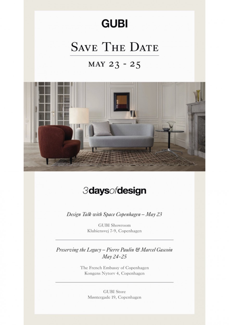 Uitnodiging Gubi: 3 Days of Design 23-25 Mei 2019