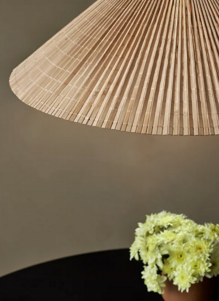 Lamelles en bambou cousues à la main (lampes suspendues Tynell 1967 et 1972) 