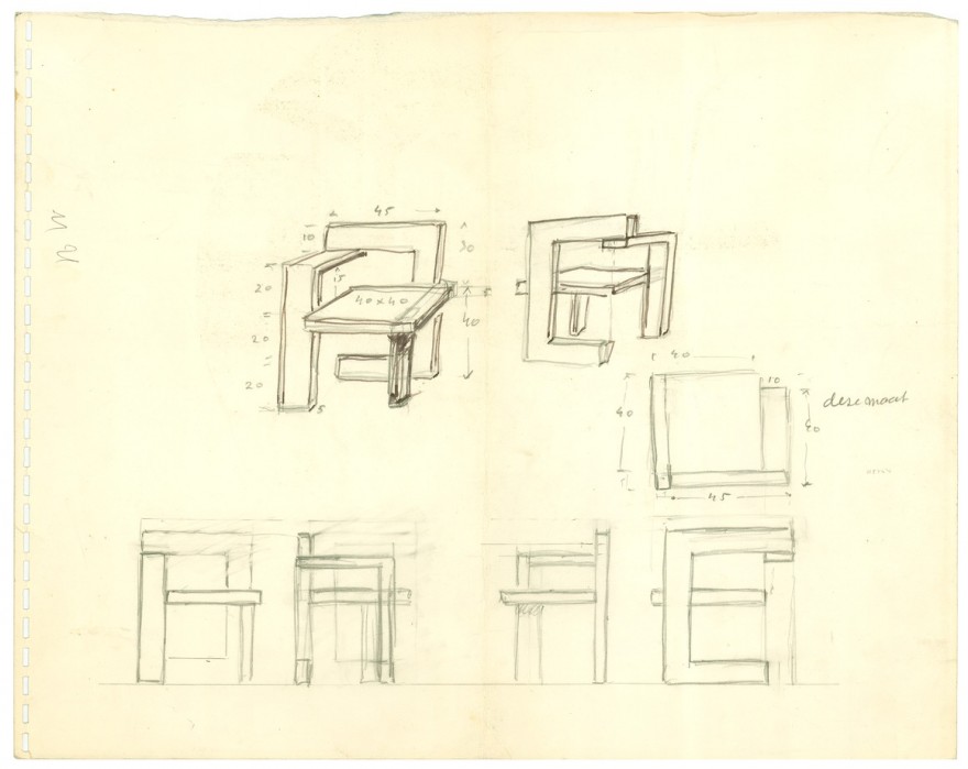 Originele ontwerpen van de Steltman van Rietveld