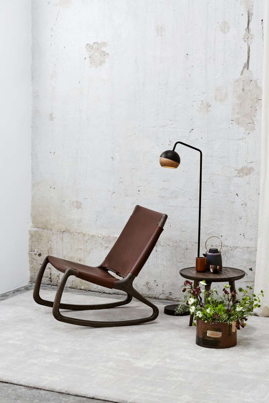 De Rocker van Shawn Place in vegetable tanned leather. 