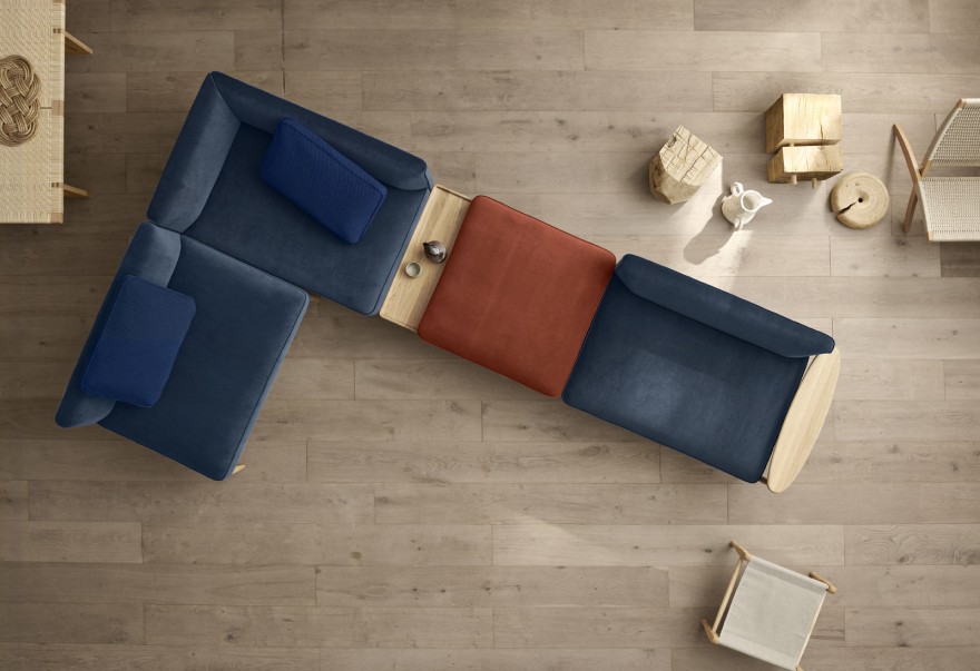Een compositie voorbeeld van de EMBRACE modulaire sofa 
