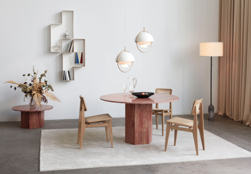 Epic dining table in rode travertin 
